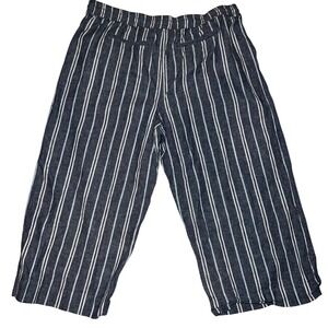 beachlunchlounge Stripe Linen Blend Ankle Wide Leg Drawstring Waist Women Large